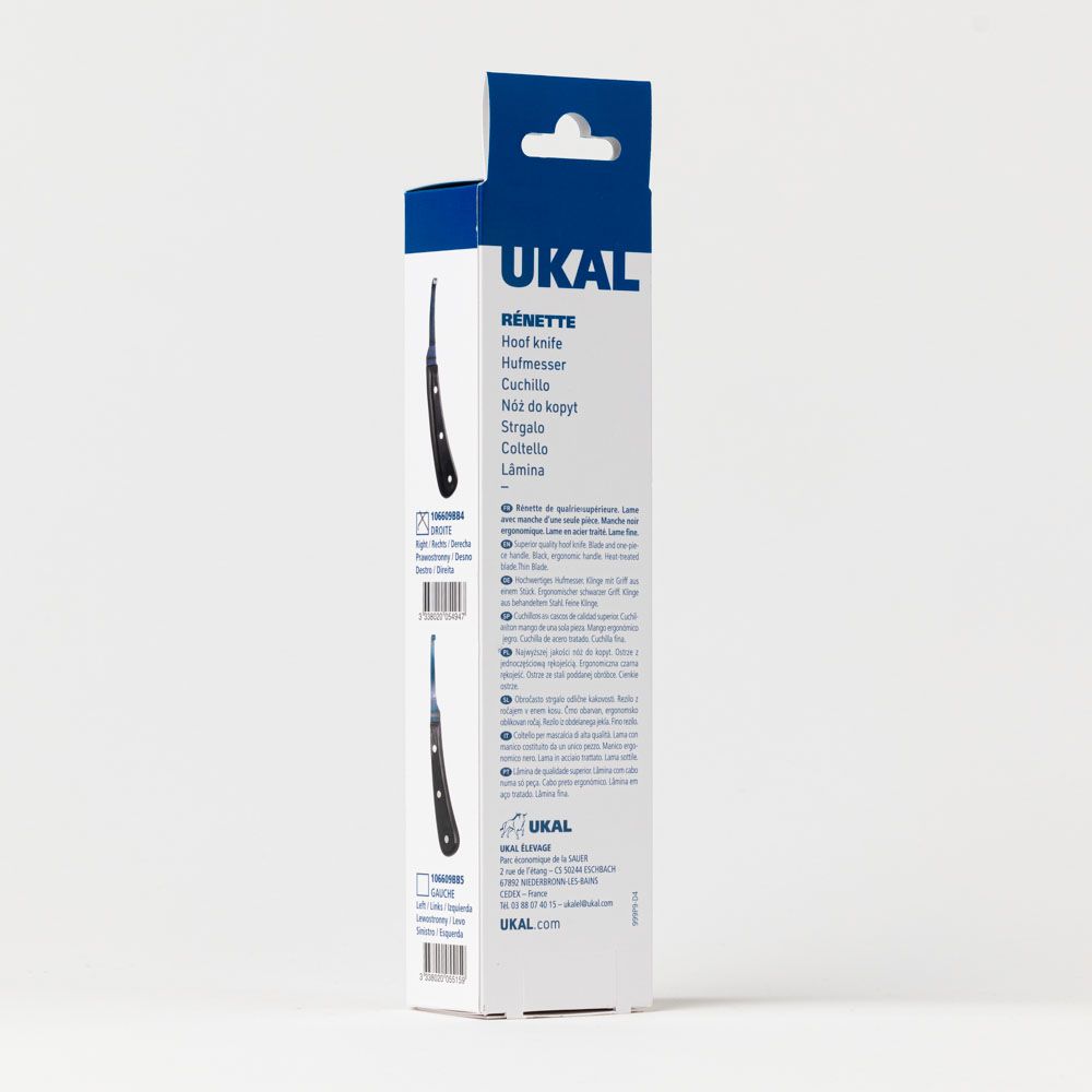 Black blue hoof knife - thin blade - right