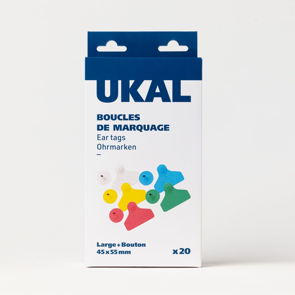 Plain eartag wide + button yellow x20