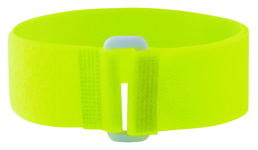 5 Bracelets auto-agrippants fluo avec passant jaune