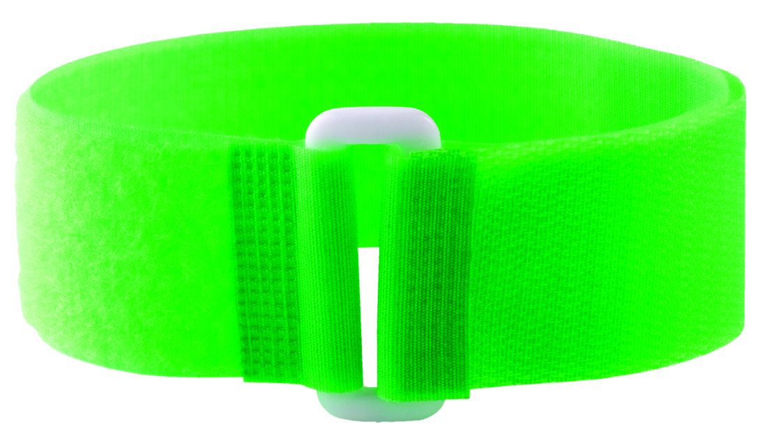 5 Bracelets auto-agrippants fluo avec passant vert UKAL