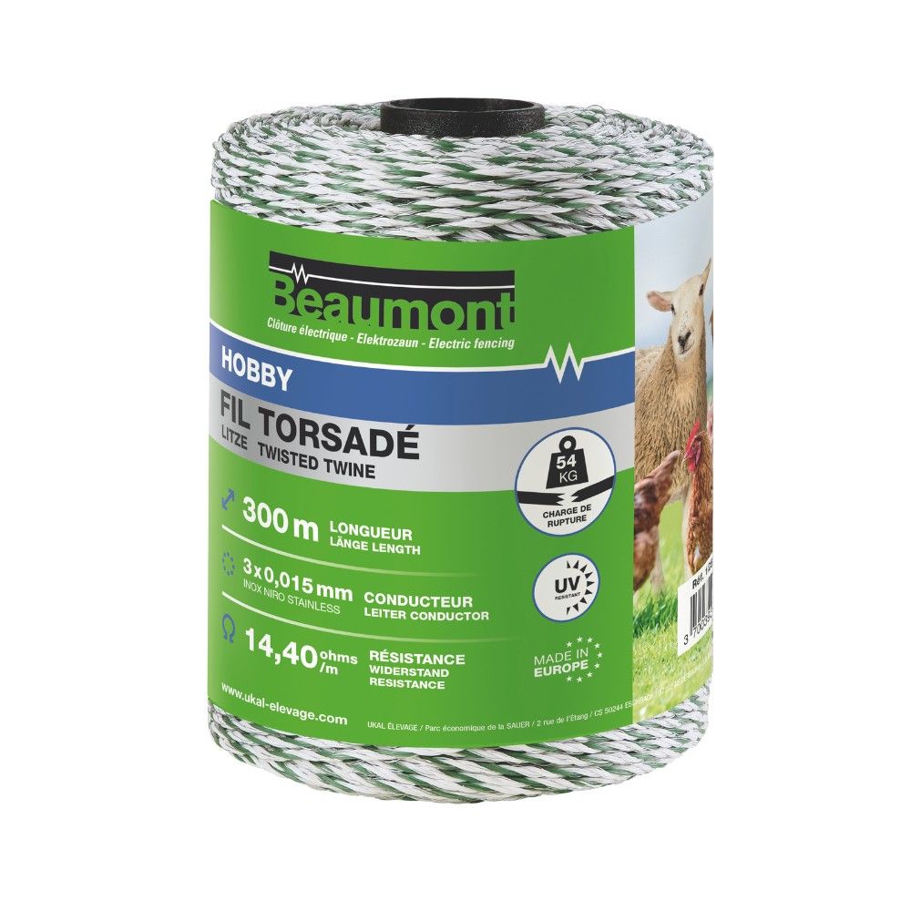  Fil torsadé blanc et vert 300 m HOBBY BEAUMONT