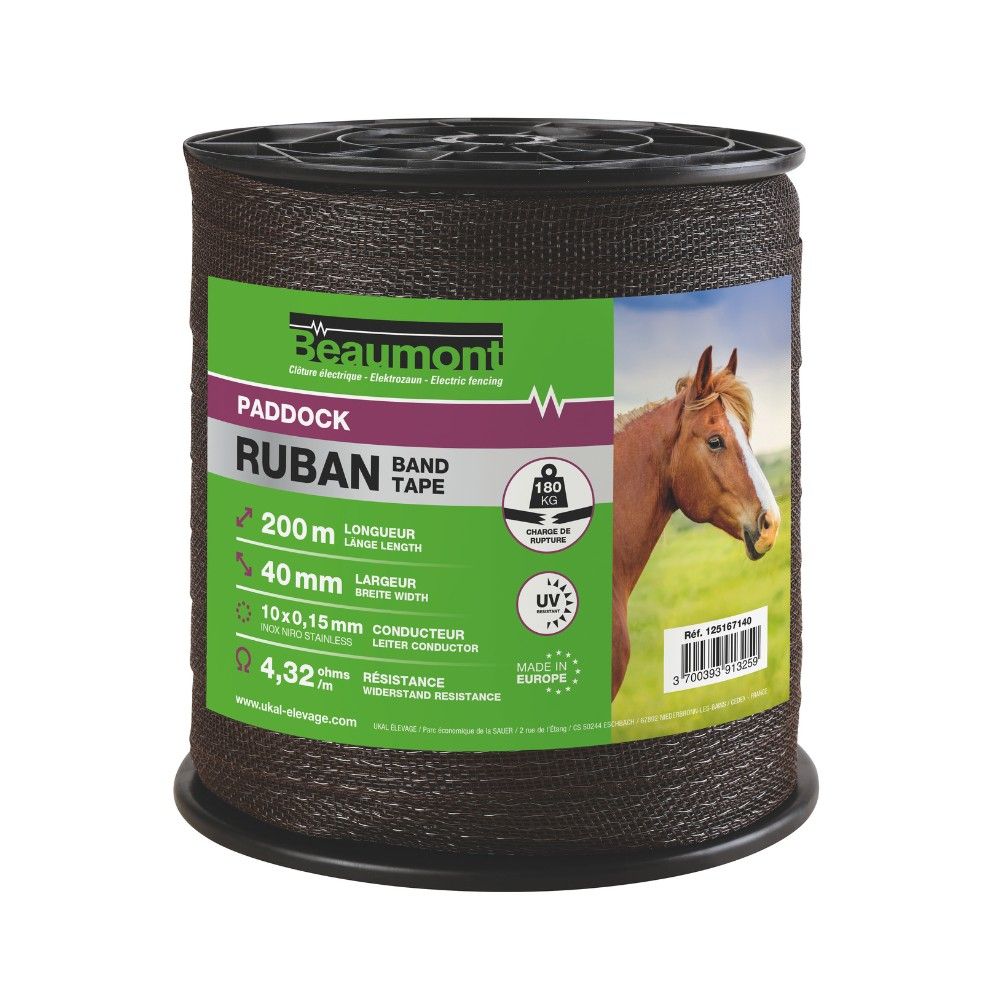 Ruban marron 40 mm / 200 m PADDOCK