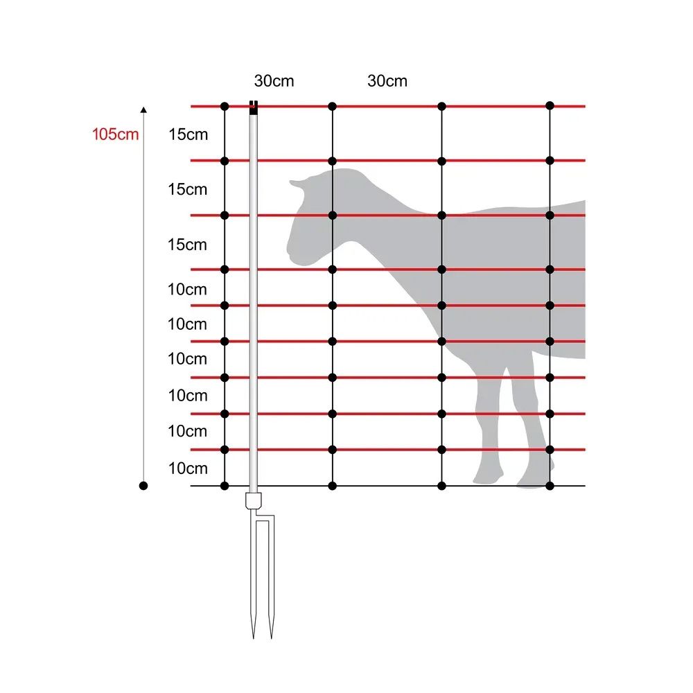 Vertical netting for sheep 50 m, h 105 cm, double prong, turbomax