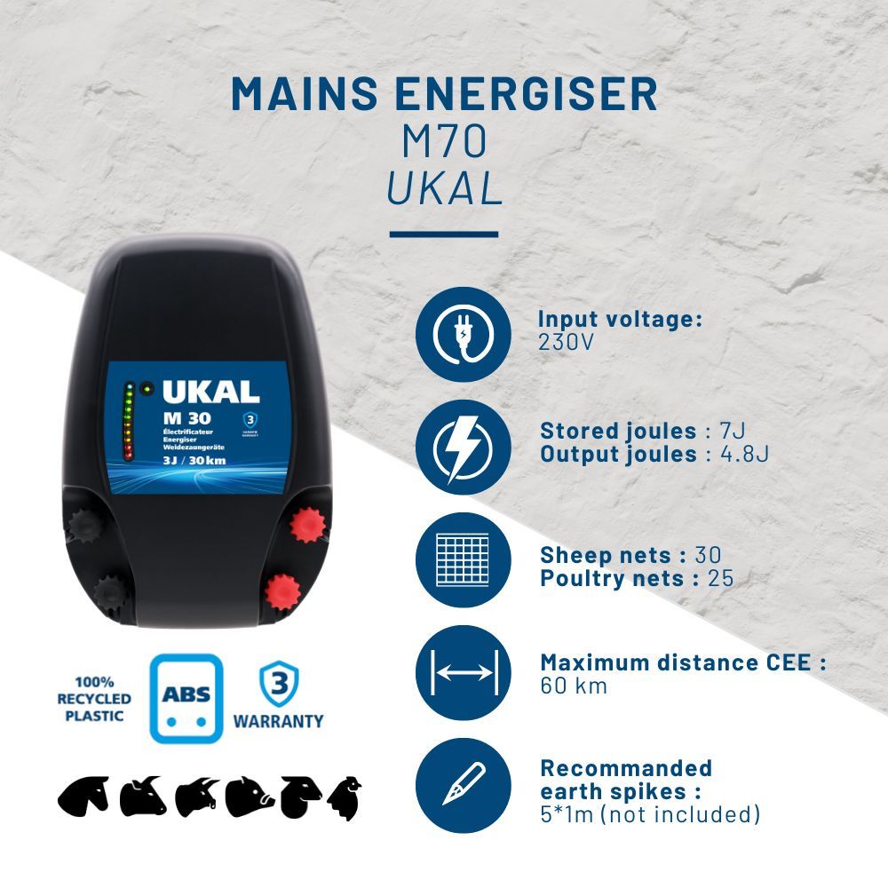 Mains energiser M70 7J/60km UKAL