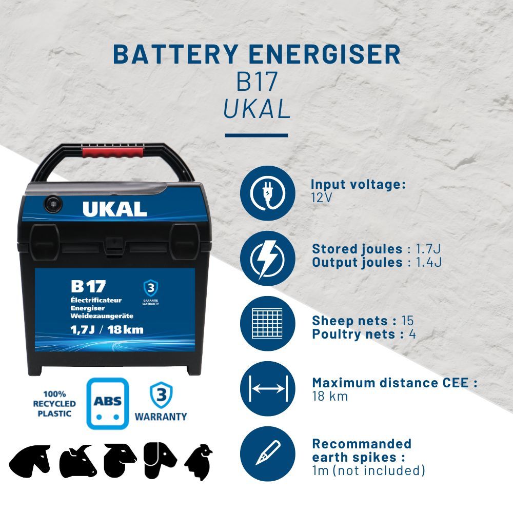 Battery energiser B17 1.7J/18km UKAL