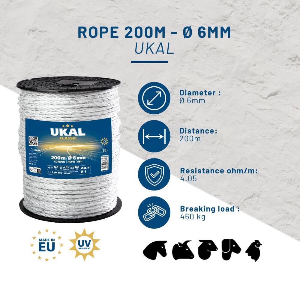  Weiße Schnur Ø 6mm CLASSIC 200m UKAL