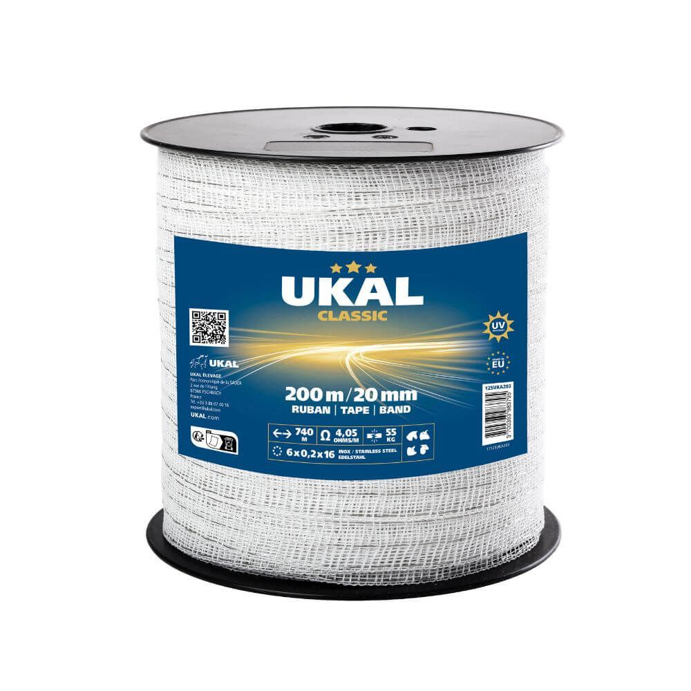 Band 20mm weiß CLASSIC 200m UKAL