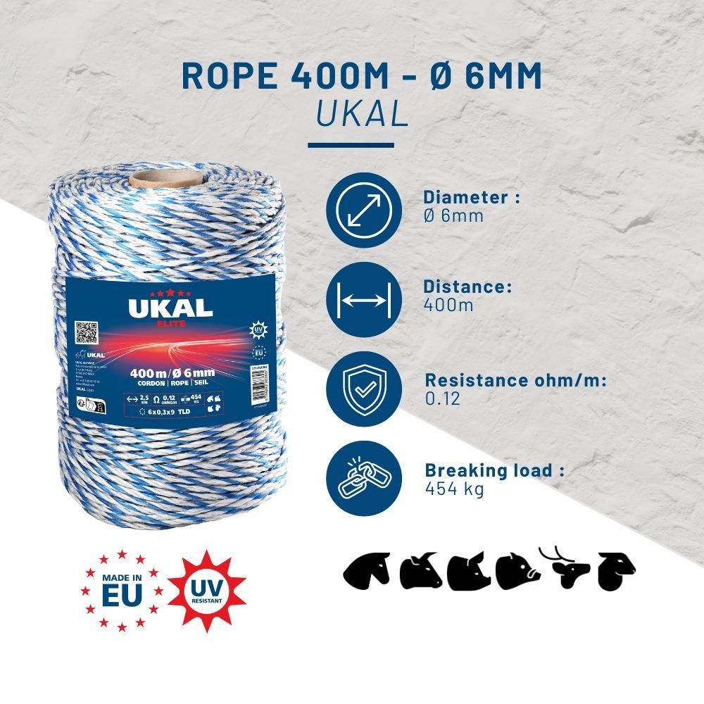  Blau-weiße Schnur Ø 6mm ELITE 400m UKAL   