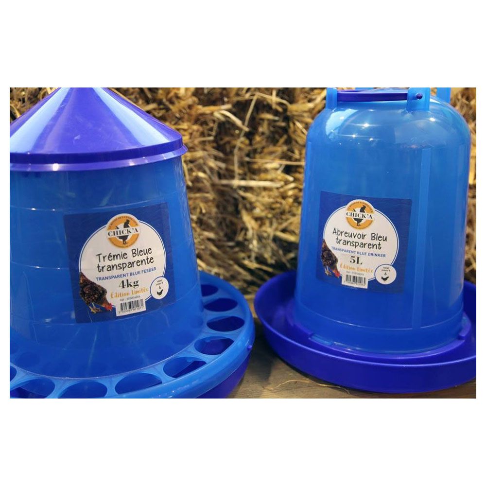 Abreuvoir bleu transparent 5 l, CHICK'A