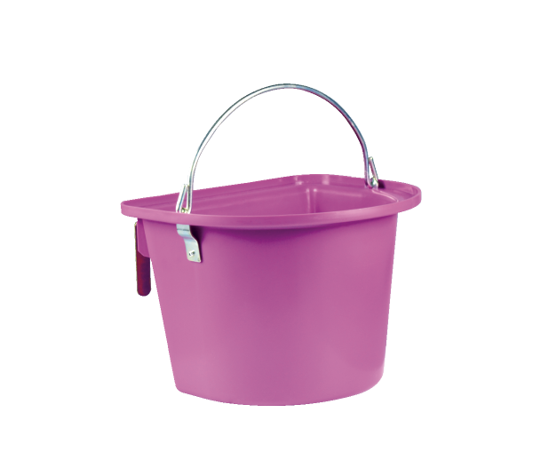 Purple feeder with metal hooks and handle