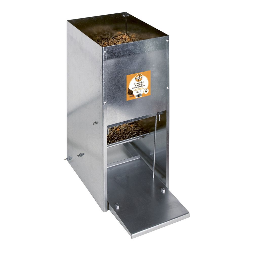 Mangeoire à trémie anti-nuisibles en acier galvanisé 30 L CHICK'A