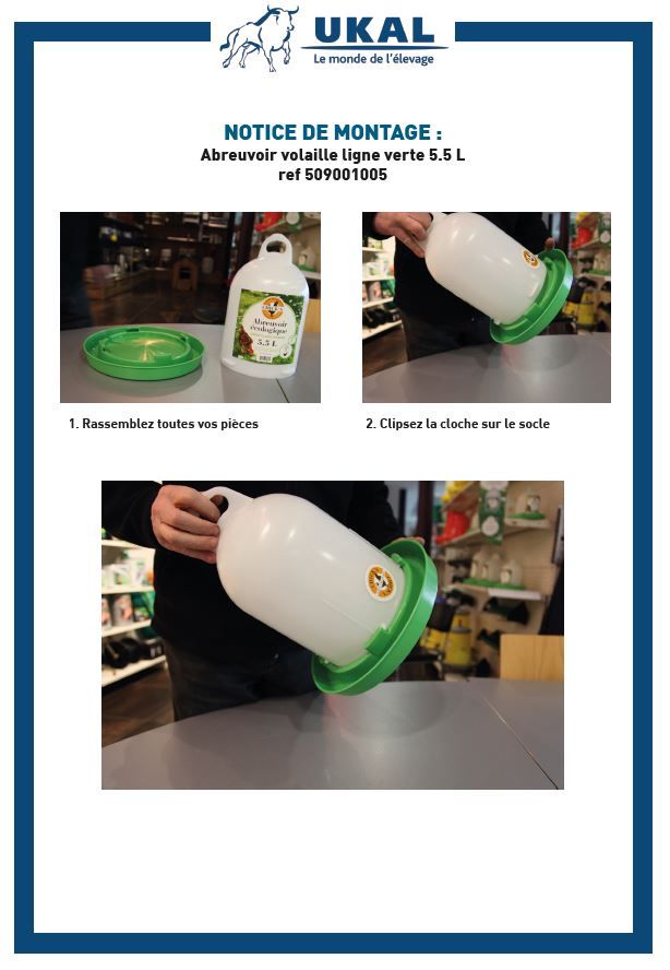 Abreuvoir pour volaille ligne verte 5.5 L CHICK'A