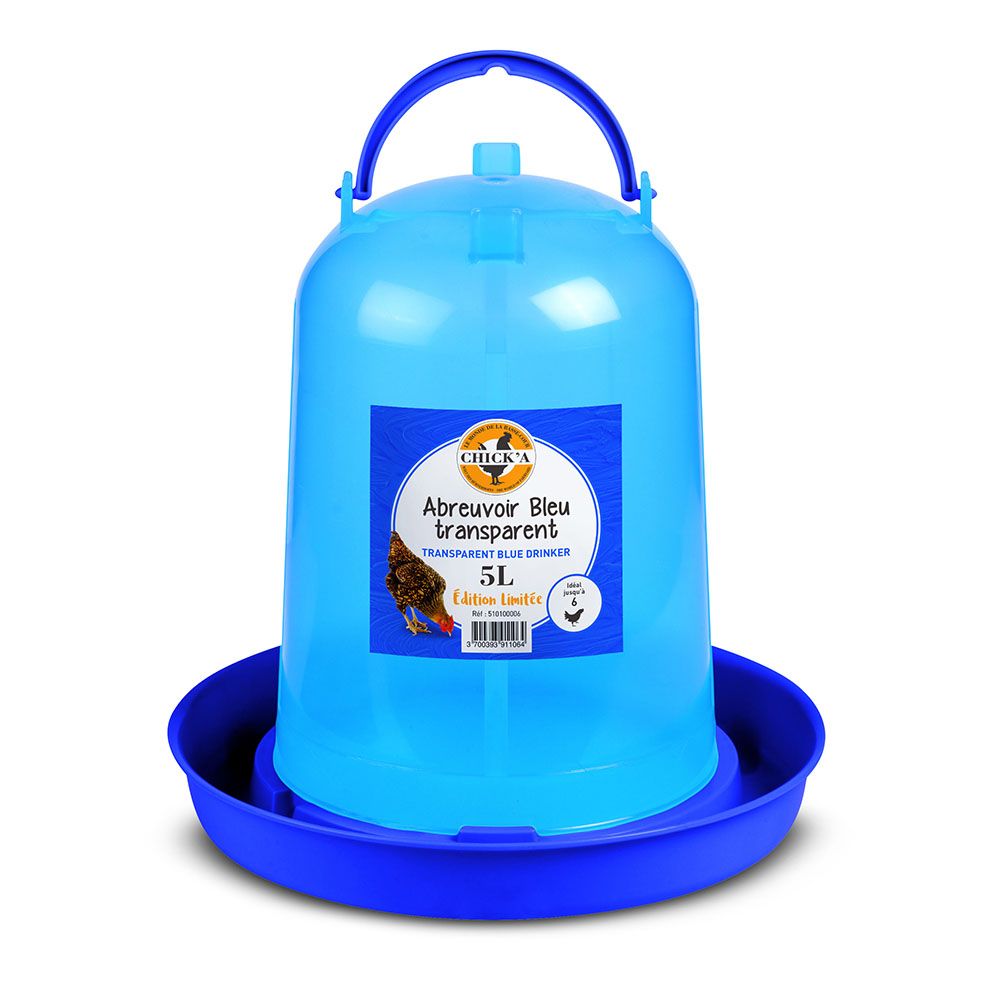 Abreuvoir bleu transparent 5 l, CHICK'A