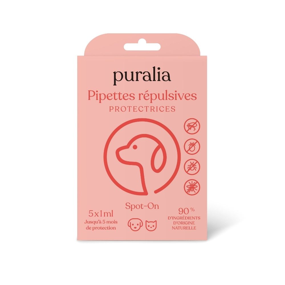 5 pipettes répulsives Spot-on 1 ml PURALIA