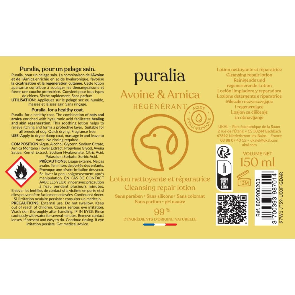 Reinigende und regenerierende Lotion 150 ml PURALIA