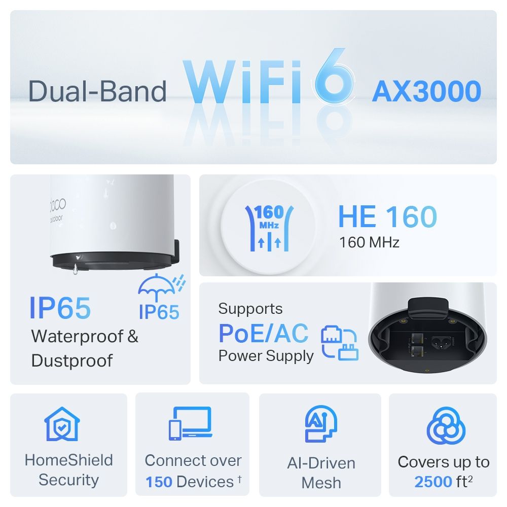 Mesh WiFi 6 AX3000 Outdoor Poller Modell Deco X50-Outdoor