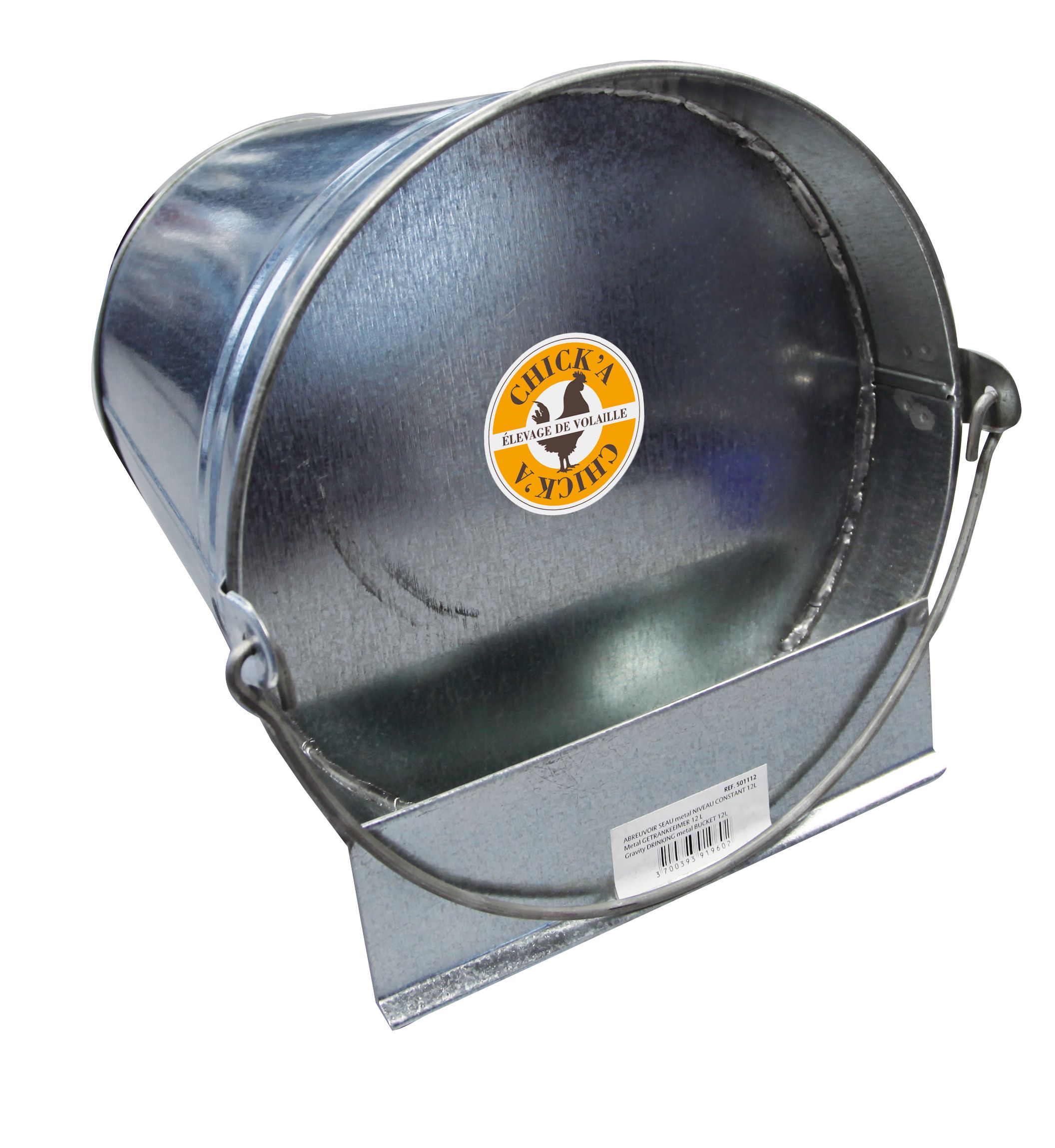 Metal bucket constant level drinking trough 12L