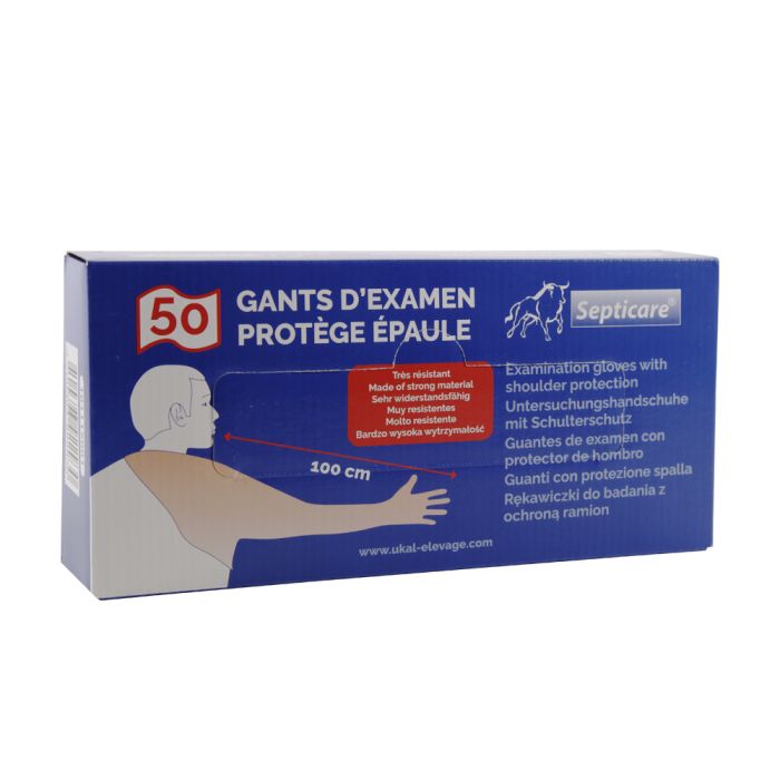50 examination gloves with shoulder protection, 100 cm