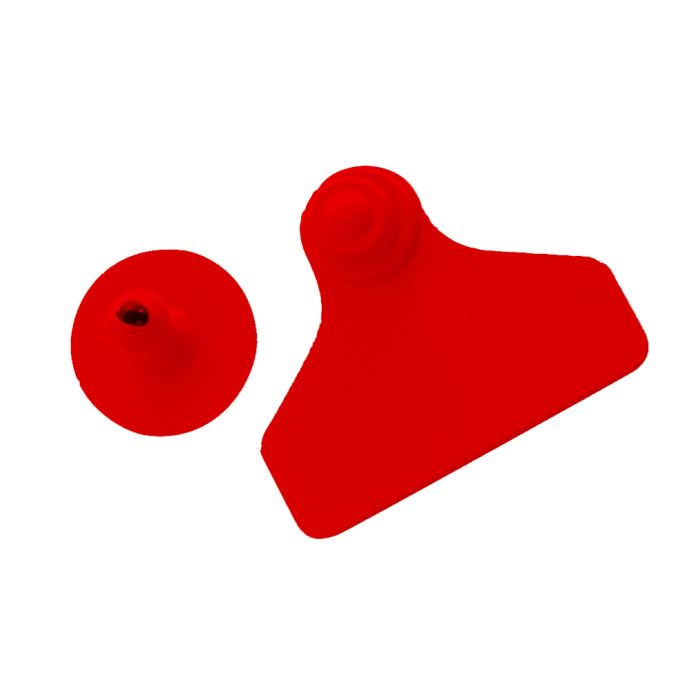 PLAIN EARTAG WIDE + BUTTON RED X20