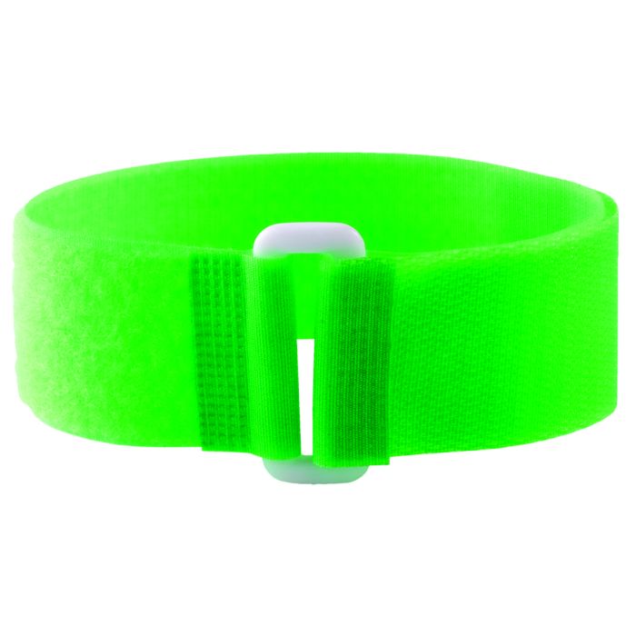 5 Bracelets auto-agrippants fluo avec passant vert