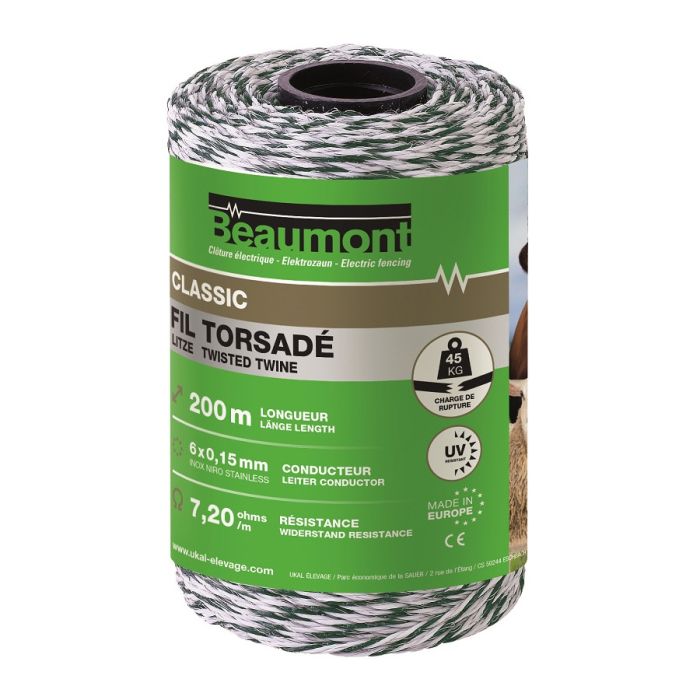 Twisted green and white wire 200m BEAUMONT CLASSIC Ukal