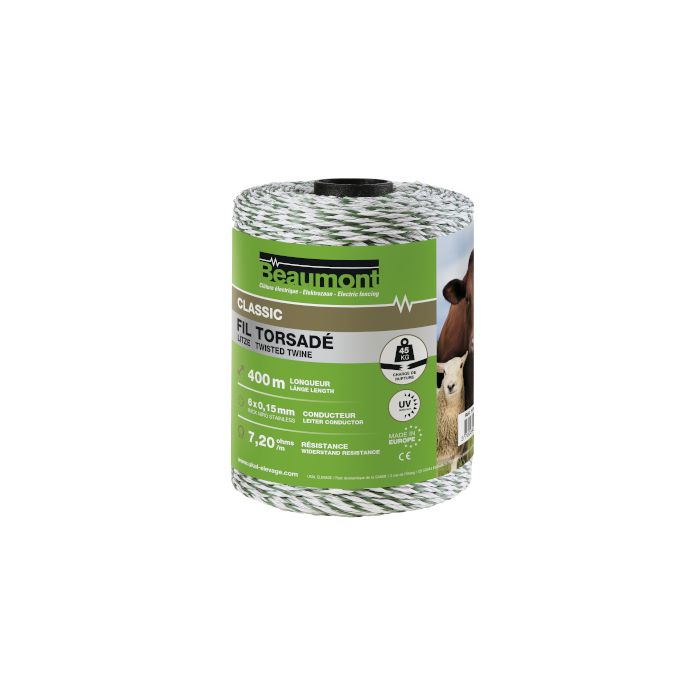 Twisted green and white wire 400 m BEAUMONT CLASSIC Ukal
