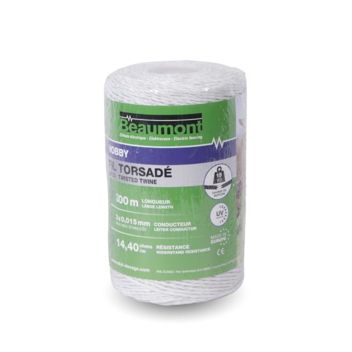  Fil torsadé blanc et vert 300 m HOBBY BEAUMONT