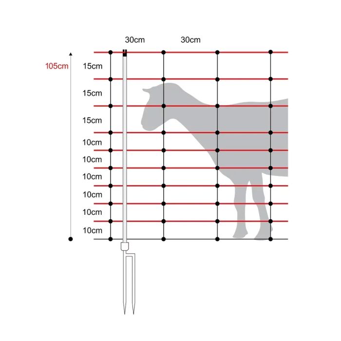 Vertical netting for sheep 50 m, h 105 cm, double prong, turbomax