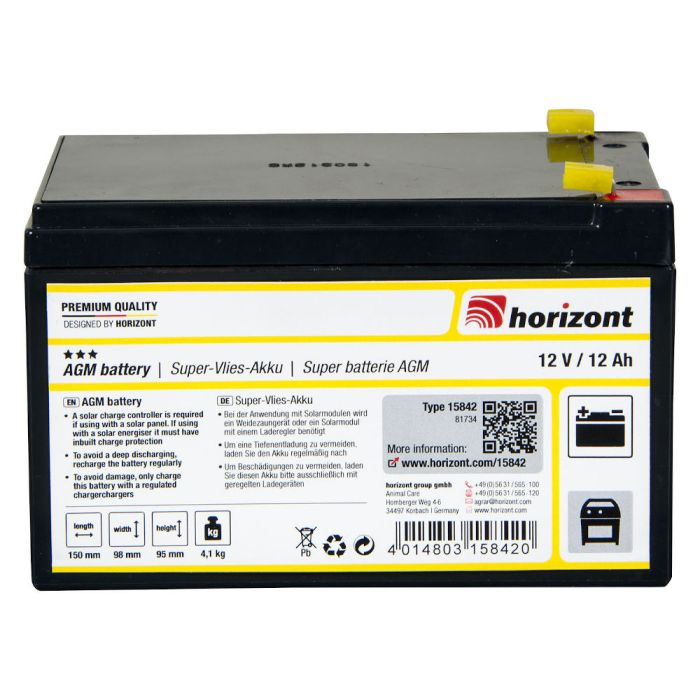 Rechargable sealed battery 12V/12Ah HORIZONT - Ukal