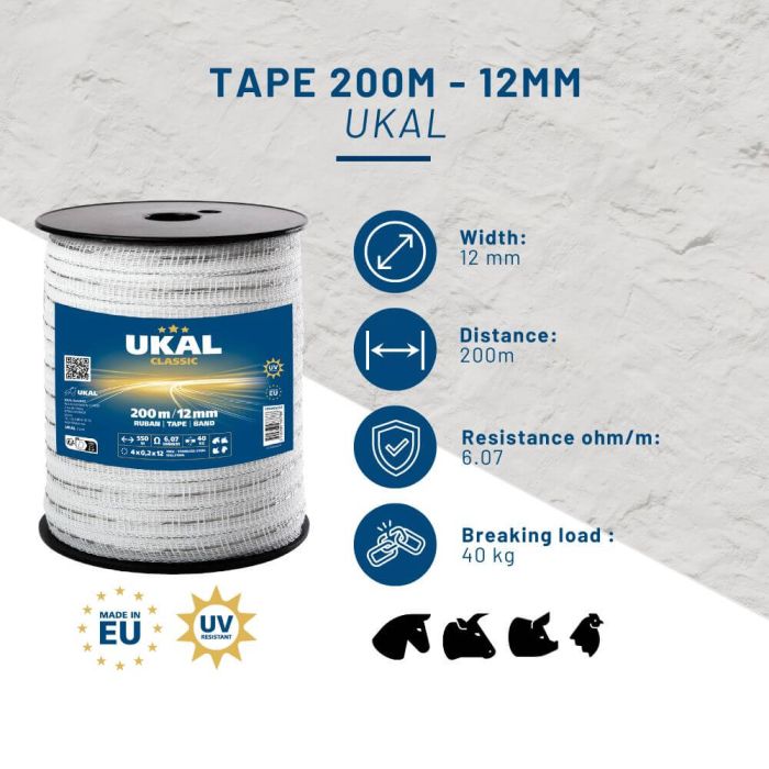  Band 12mm weiß CLASSIC 200m UKAL