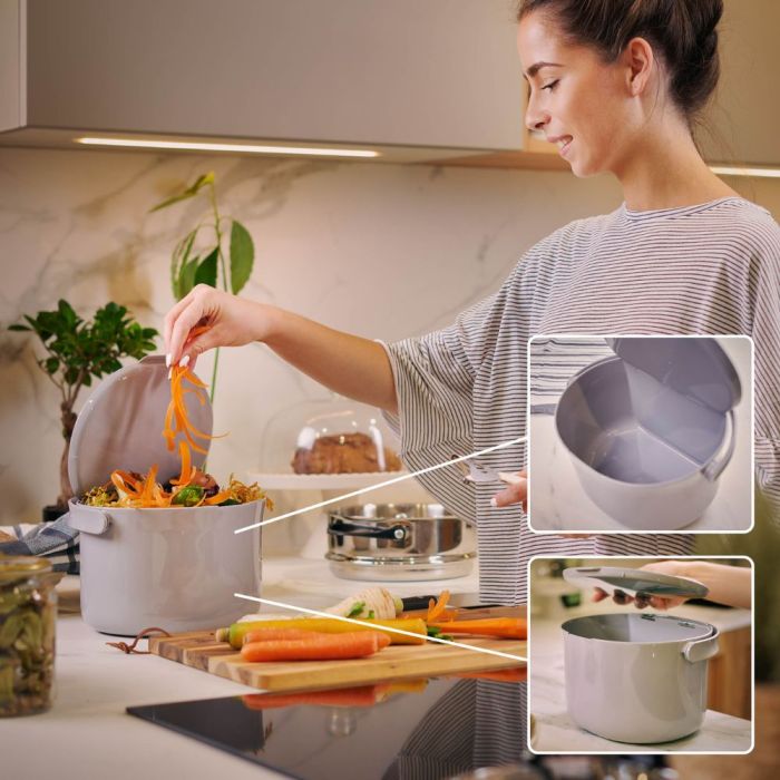 Poubelle à compost ORGANKO DAILY 3,3L gris clair SKAZA