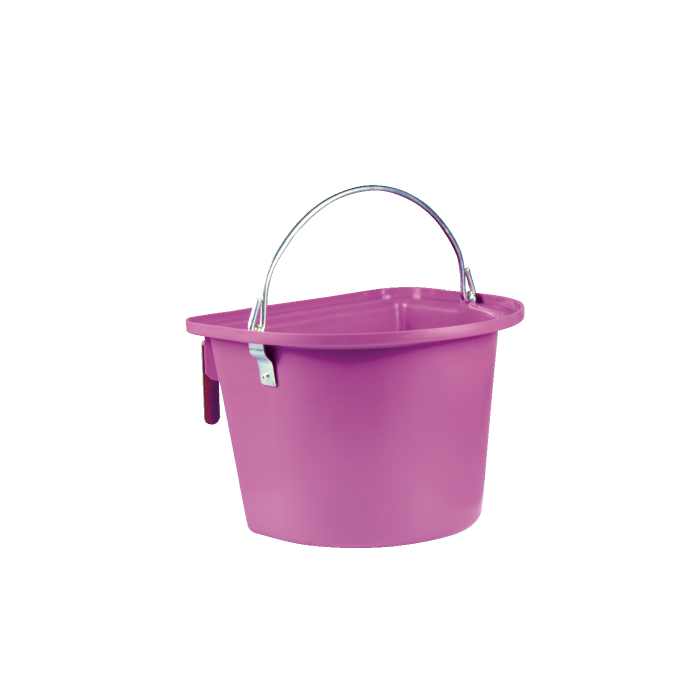 Purple feeder with metal hooks and handle