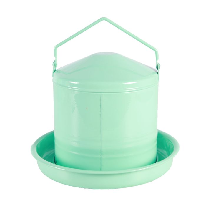 Metal drinking trough in aqua green enamelled sheet metal 3L - 4 hens