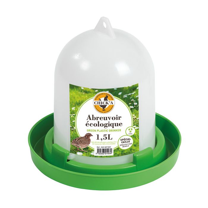 Abreuvoir plastique ligne verte pour caille 1.5L CHICK'A