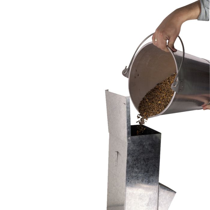 Mangeoire à trémie en acier galvanisé 10 L pour 8 poules