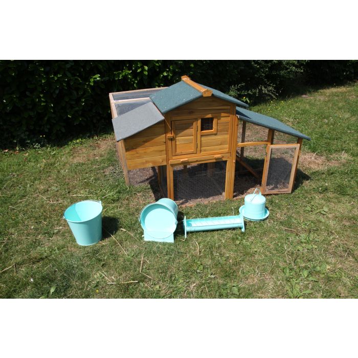 Nourrisseur trémie émaillé vert d’eau 3L - 4 poules