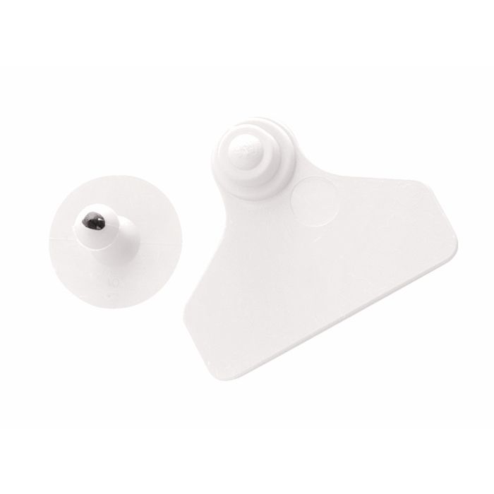 Plain eartag wide + button white x20