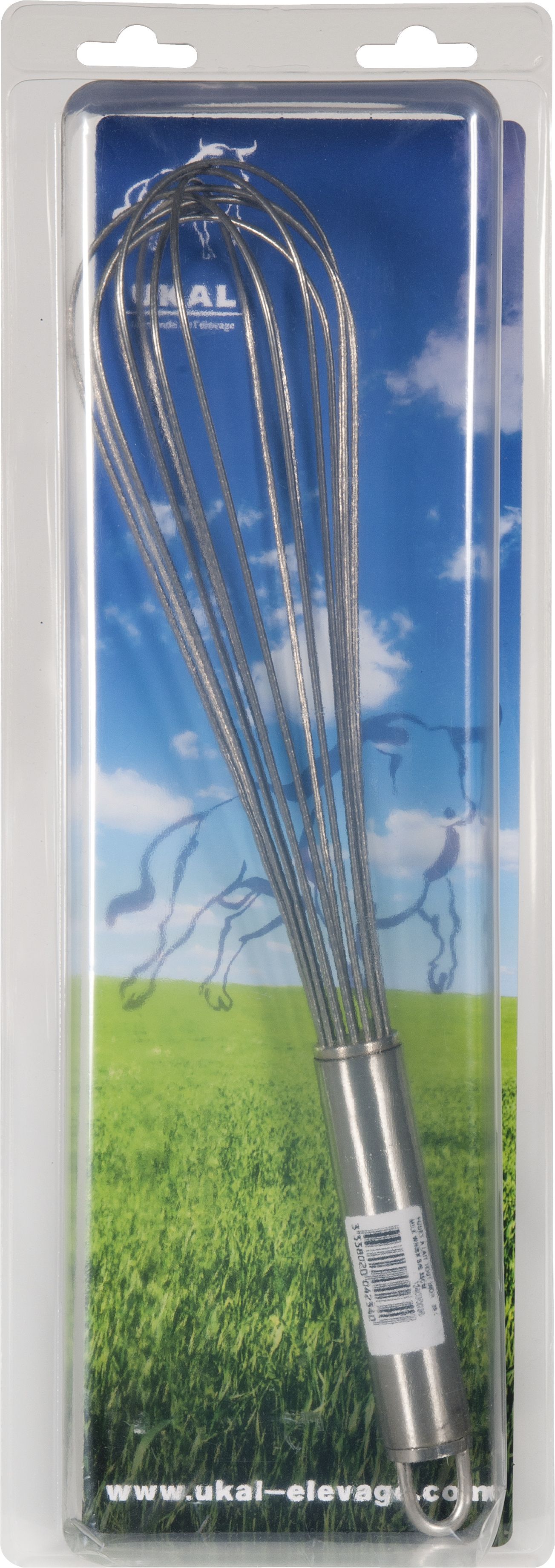 Stainless steel milk whisk and handle 35 cm Ukal